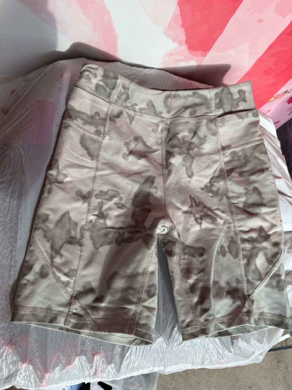 Jessica Simpson Beige Tie-Dye Bike Shorts